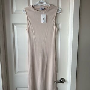 Sleeveless Ribbed Midi Dress in Cream